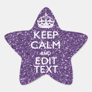 Sticker Étoile Glamour violet garder le calme Personnalisé