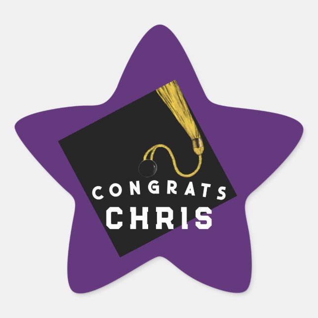 Sticker Étoile Graduation 2025 violet (Devant)