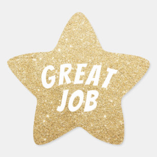 Sticker Étoile Grand Job Gold Star Faux Parties scintillant