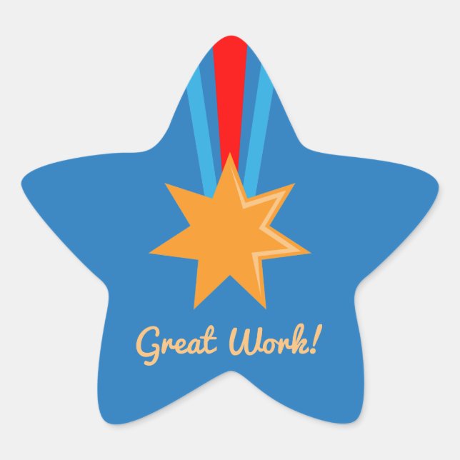 Sticker Étoile Grand travail Bronze Star Red and Blue School Awar (Devant)