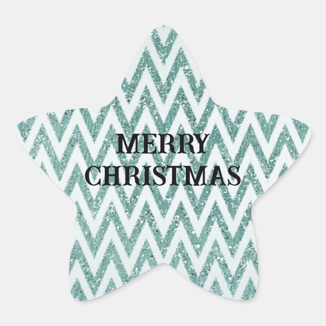 Sticker Étoile Gratuit Vert Blanc Chevron Stripes Noël (Devant)