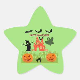 Sticker Étoile Halloween terrifiant Menacing Tree Citrouille sini