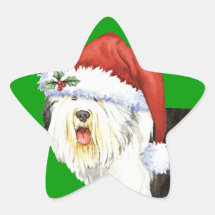 Sticker Étoile Happy Howlidays Old English Sheepdog
