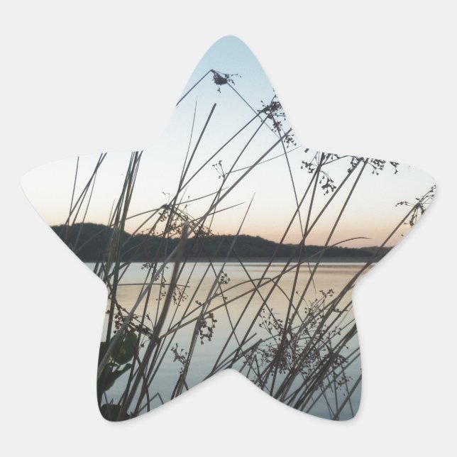 Sticker Étoile Herbes au lac Sunset (Devant)