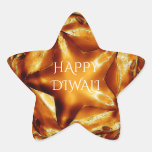 Sticker Étoile Heureux Diwali Salutation or cuivre brillant étoil