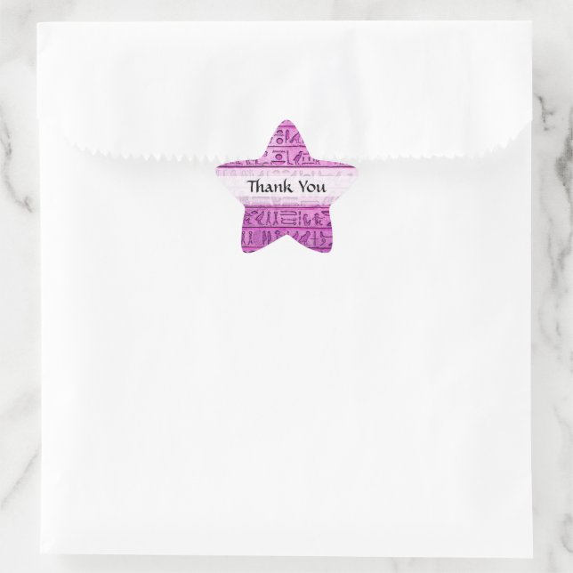 Sticker Étoile Hiéroglyphes égyptiens anciens Merci violet (Sac)