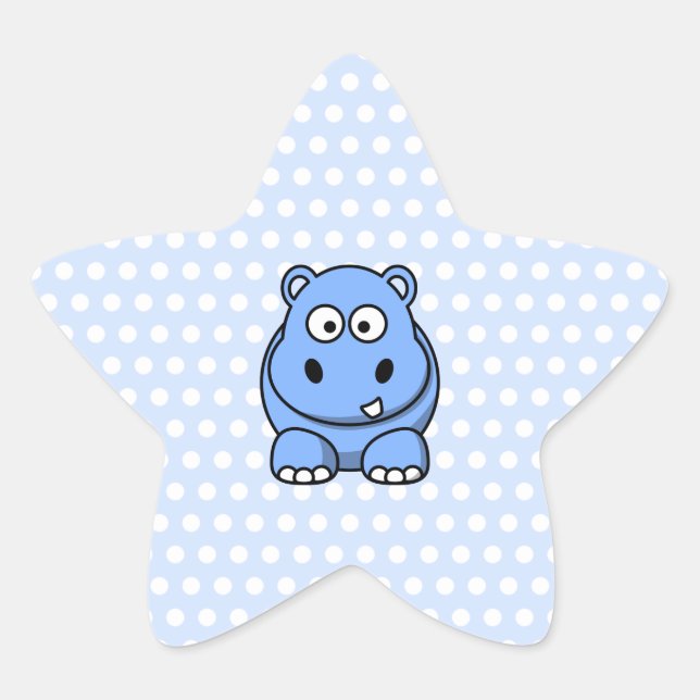 Sticker Étoile Hippo bleu mignon (Devant)