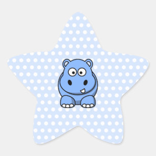 Sticker Étoile Hippopotame Bleu Mignon