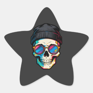 Sticker Étoile Hipster Crânien