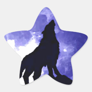 Sticker Étoile Howling Wolf & Fullmoon