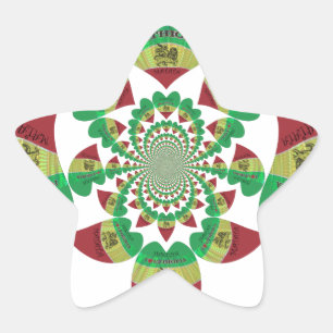 Sticker Étoile I Love Ethiopia Kaleidoscope - Heartfeel Rasta Art