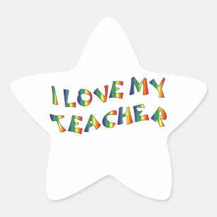 Sticker Étoile I Love My Teacher (merci) Rainbow Appréciation