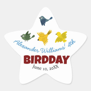 Sticker Étoile Illustration d'oiseaux d'été Fête d'anniversaire d