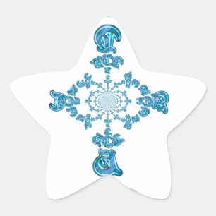 Sticker Étoile Impression d'art graffiti abstrait cyan sarcelle A