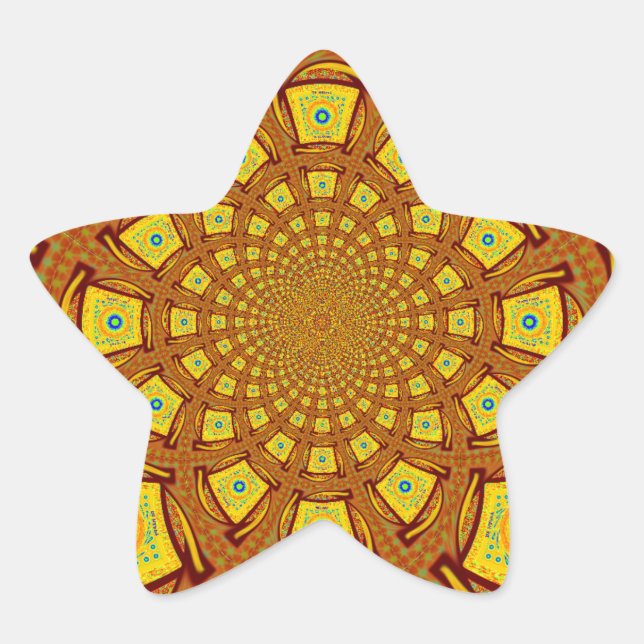 Sticker Étoile Impression d'art Kaleidoscope d'or (Devant)
