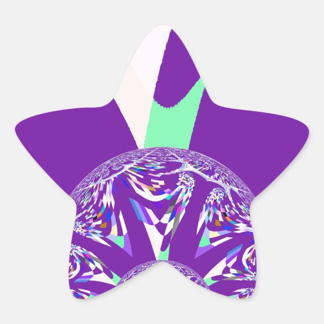 Sticker Étoile Imprimante d'art bleu rétro Cyan Kaleidoscope (Devant)