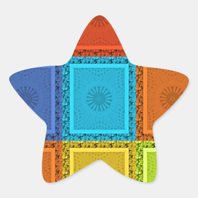 Sticker Étoile Imprimer À damiers (Devant)