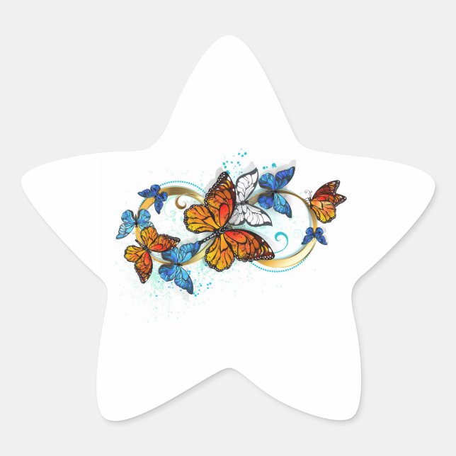 Sticker Étoile Infinity of Monarch Butterflies (Devant)