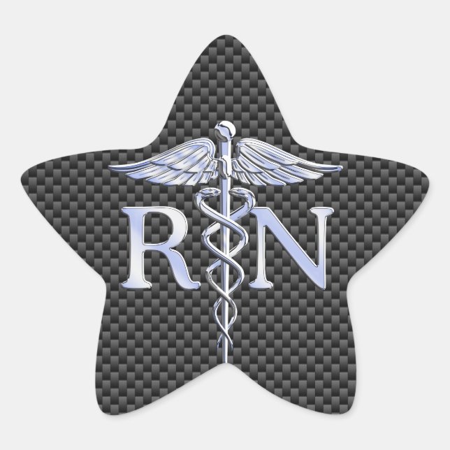 Sticker Étoile Infirmière inscrite RN Silver Caduceus Snakes (Devant)