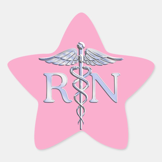 Sticker Étoile Infirmière inscrite Silver Caduceus Décor rose cla (Devant)