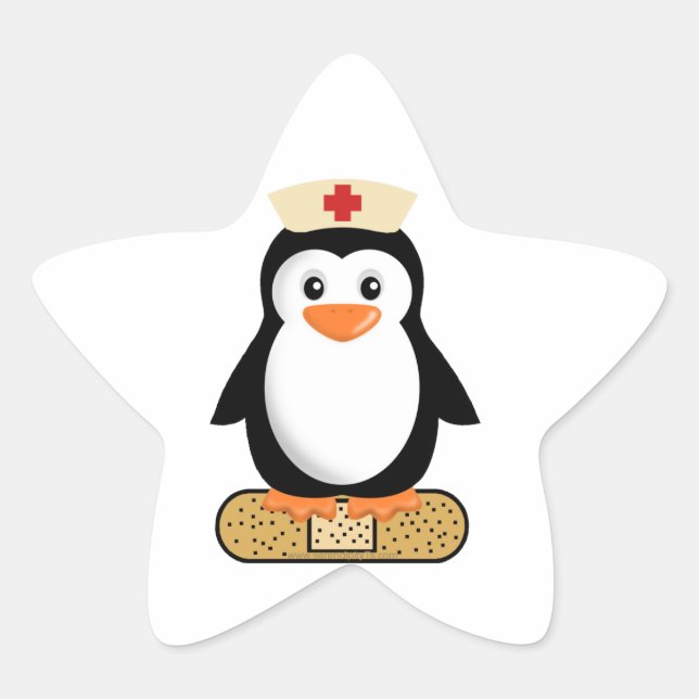 Sticker Étoile Infirmière Penguin (avec bandaid) (Devant)