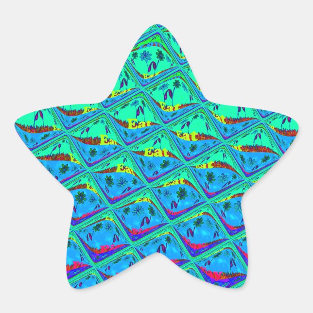 Sticker Étoile Italien bleu sirène Motif Art Imprimer (Devant)