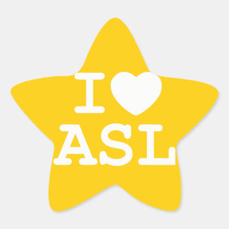 Sticker Étoile J'aime ASL (couleur)