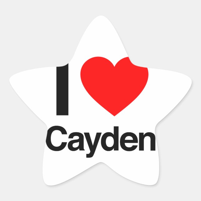 Sticker Étoile j'aime cayden (Devant)
