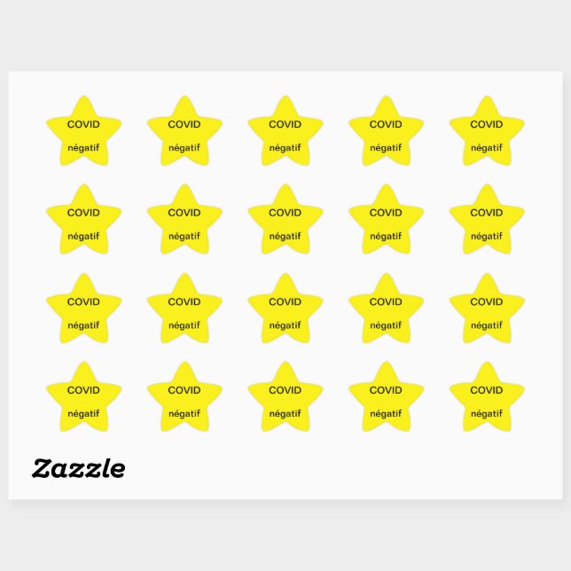 Sticker étoile jaune COVID négatif (Feuille)