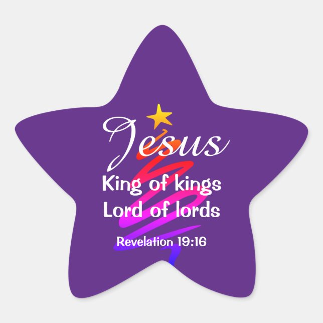 Sticker Étoile JÉSUS ROI DES ROIS | Violet moderne | Noël (Devant)