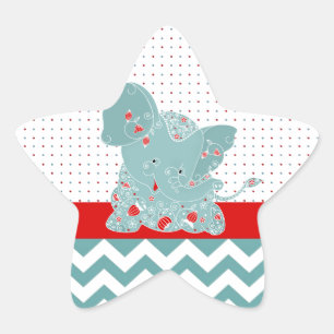 Sticker Étoile Joli adorable fleurs tendance bébé éléphant