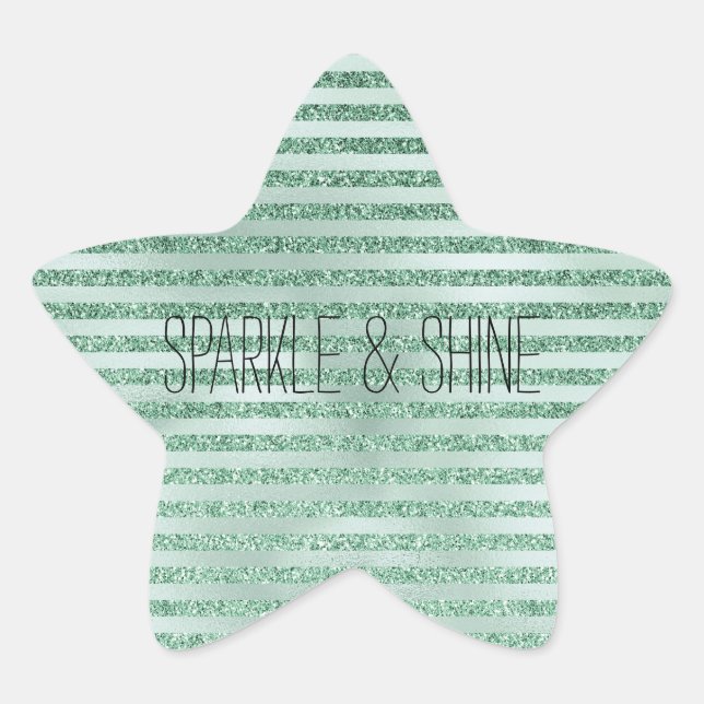 Sticker Étoile Jolie Parties scintillant verte Mint Ombre Stripes (Devant)