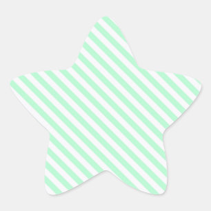 Sticker Étoile Jolies rayures diagonales vert pâle et blanc