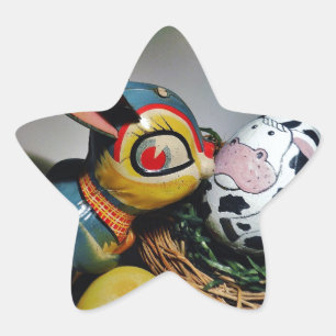 Sticker Étoile Jouet lapin et oeuf de vache