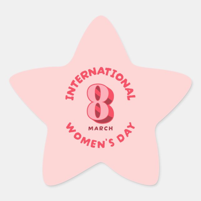 Sticker Étoile Journée internationale de la femme rose 8 mars (Devant)