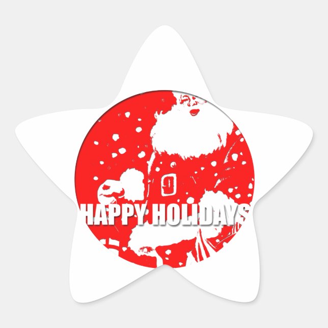 Sticker Étoile Joyeuses fêtes - Père Noël - (Devant)