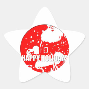 Sticker Étoile Joyeuses fêtes - Père Noël -