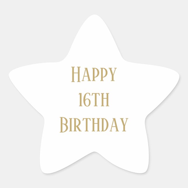Sticker Étoile Joyeux 16e anniversaire Seteen Custom Age couleur  (Devant)