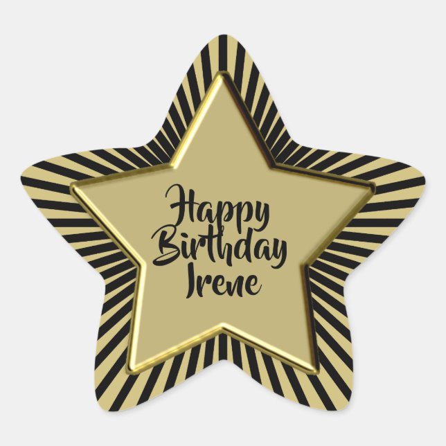Sticker Étoile Joyeux anniversaire : Pour tous les âges Black/Gol (Devant)