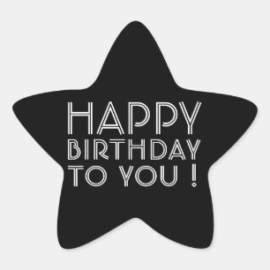 Sticker Étoile "Joyeux Anniversaire Pour Vous !" Noir & Blanc