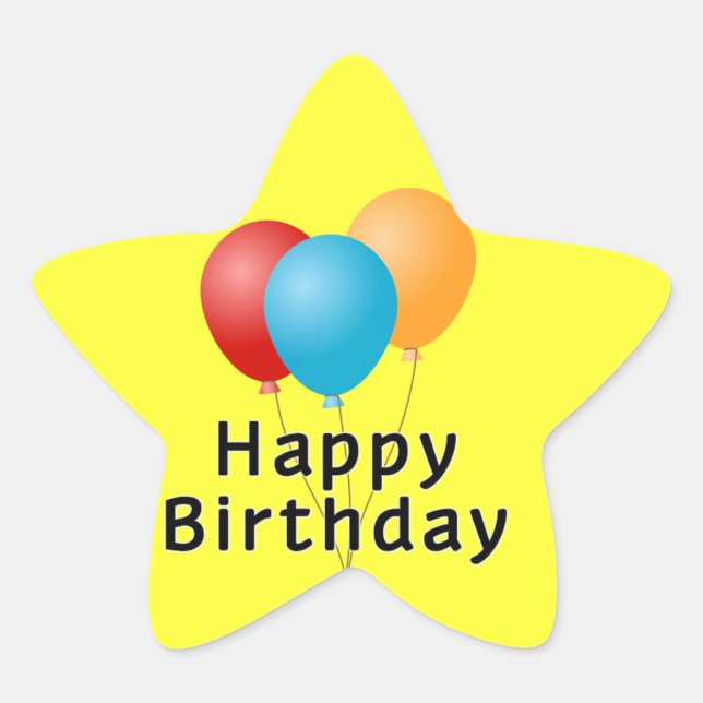 Sticker Étoile Joyeux Ballons d'anniversaire (Devant)