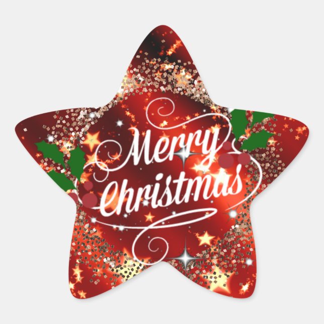 Sticker Étoile Joyeux Noël, design de vacances pétillant (Devant)