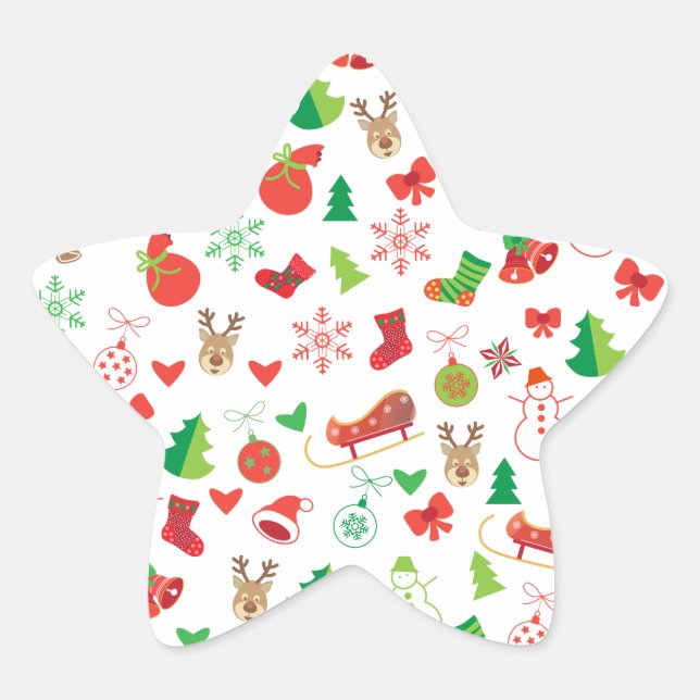 Sticker Étoile Joyeux Noël et Bonne Année ! Icônes XMAS (Devant)