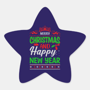 Sticker Étoile Joyeux Noël Et Joyeux Nouvel An-61064