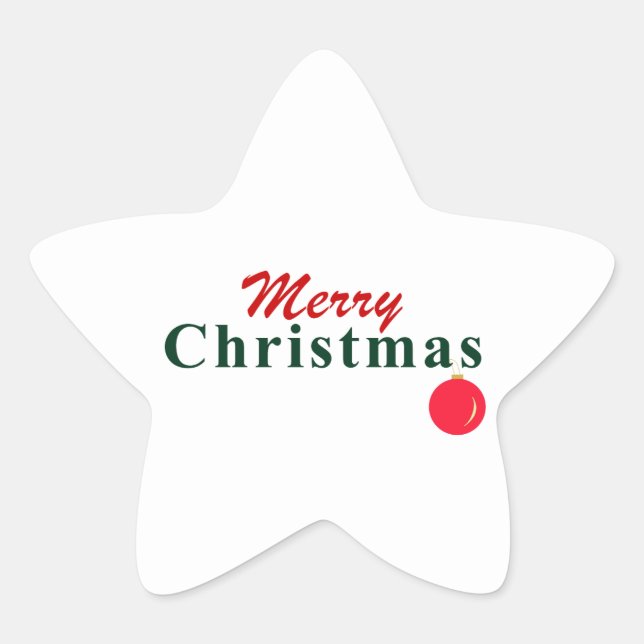 Sticker Étoile Joyeux Noël et l'ornement de pendaison Élégant, am (Devant)