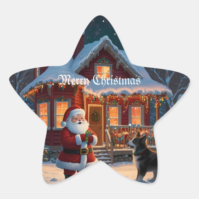 Sticker Étoile Joyeux Noël festif (Devant)