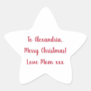 Sticker Étoile Joyeux Noël minimal de maman Rouge et Blanc