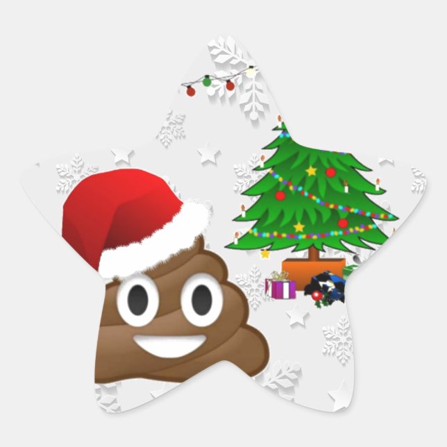 Sticker Étoile joyeux noël poo émoji (Devant)