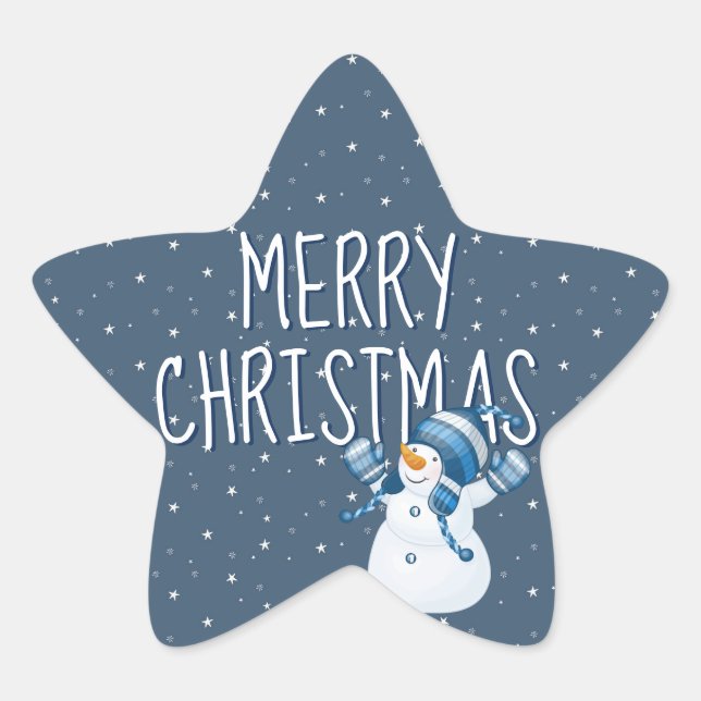 Sticker Étoile Joyeux Noël sur les étoiles et Snowman (Devant)