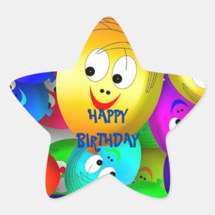 Sticker Étoile Joyeux Visages de ballons d'anniversaire
